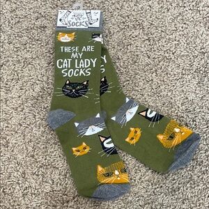 Primitives by Kathy Olive Cat Lady Socks NWT